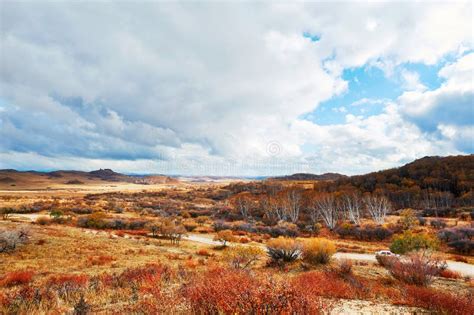 Cloudscape and Golden Autumn Landscape Stock Image - Image of hill, colors: 45584805