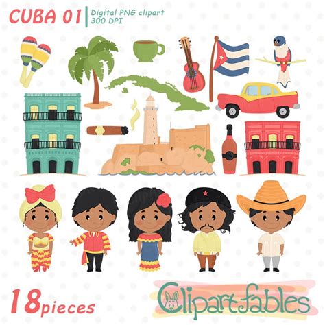 CUBA Clipart, Colorful Havana, Salsa Music, Cute Dancer Kids, Cuban ...