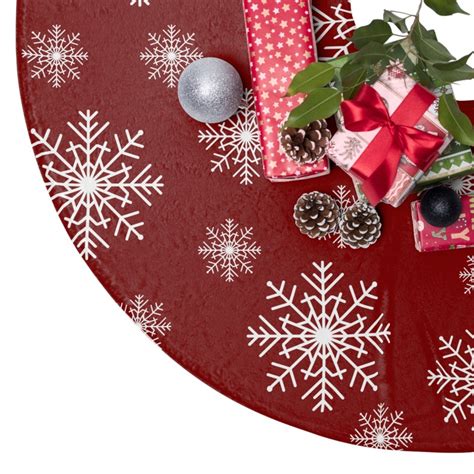 Snowflake Christmas Tree Skirt Red Tree Decor Soft Large - Etsy