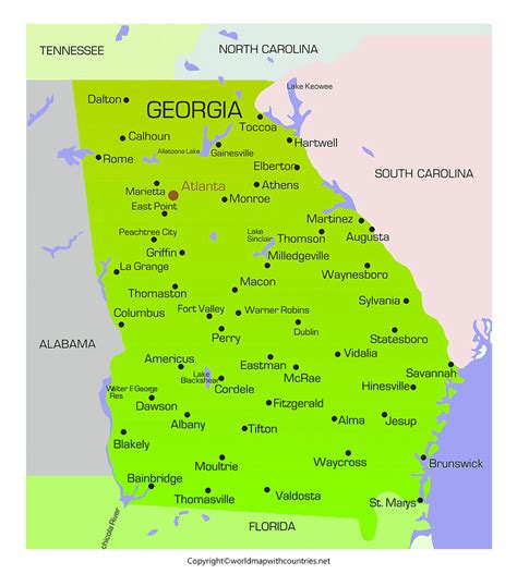 Georgia Regions Map Printable