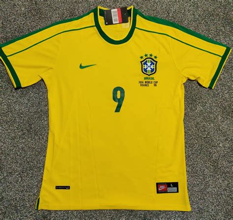 Rare Classic Retro BRAZIL 1998 World Cup France 98 Shirt Jersey RONALDO ...