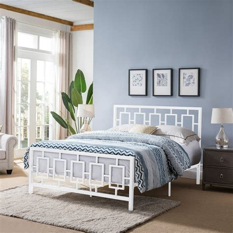 Noble House Krystin Modern Queen-Size Iron Bed Frame, White - Walmart ...