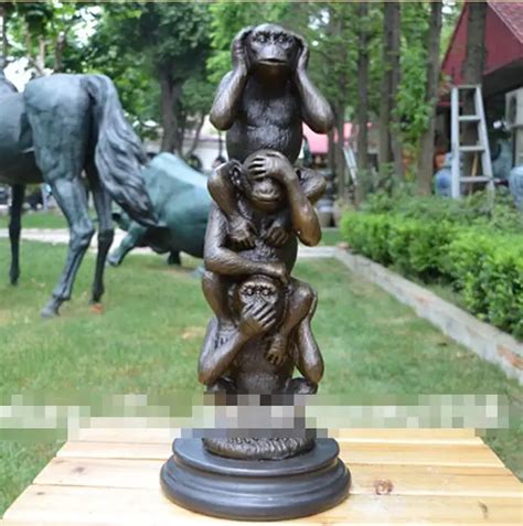 Western Bronze Marble Art Deco Sculpture Lovely Three Monkeys Statue-in ...