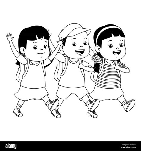 Children At School Clipart Black And White