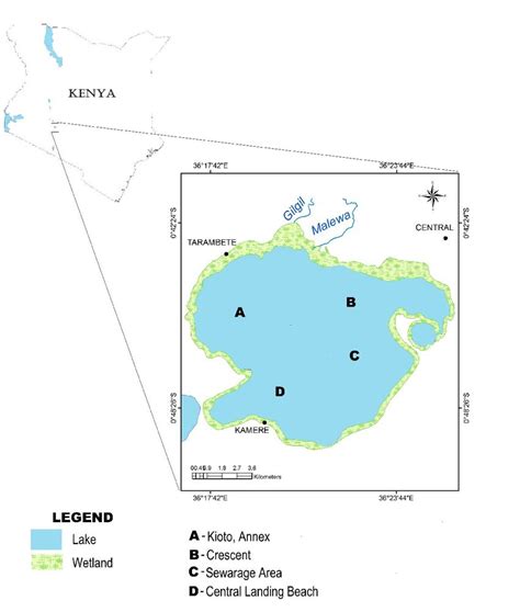 Lake Naivasha map showing the four sampling sites | Download Scientific Diagram