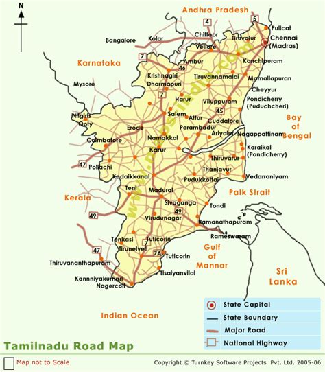 Tamilnadu Road Map,Map Tamilnadu Road India