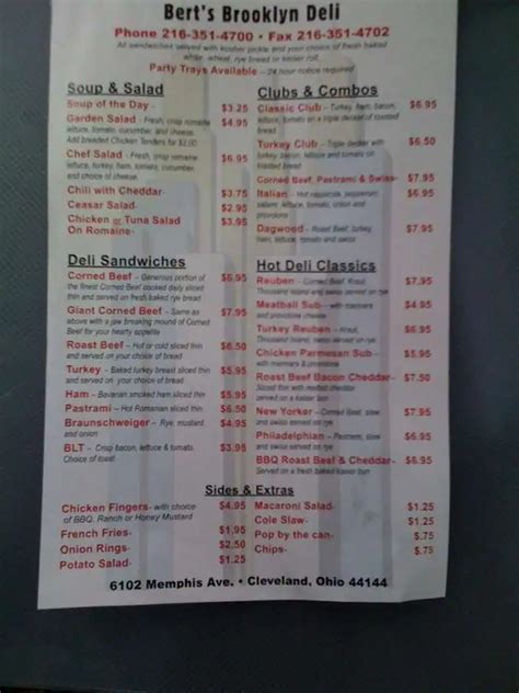 Bert's Brooklyn Deli Menu - Urbanspoon/Zomato