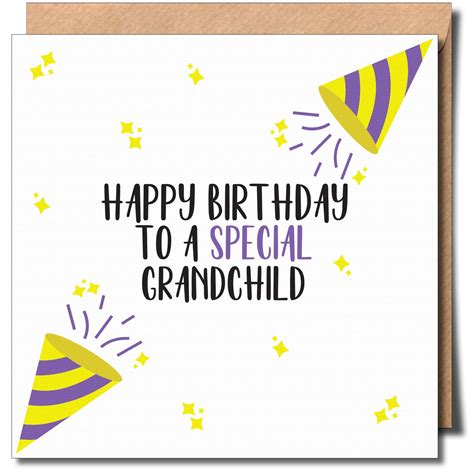 Happy Birthday to A special Grandchild. Non binary greeting card. White.