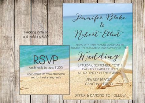 Beach Wedding Invitation. Starfish And Sand At The Beach. Printable ...