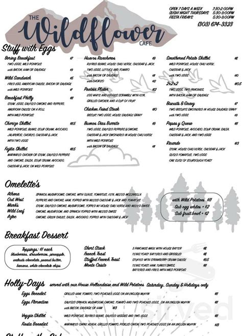 Wildflower Cafe menu in Evergreen, Colorado, USA