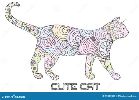 Cat. Design Zentangle stock vector. Illustration of asian - 92817388