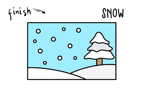 How To Draw a Cartoon Wintery Snow Scene (Art Drawing Tutorial For Kids) - Rainbow Printables