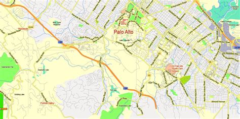 Menlo Park Vector Map Printable California exact 2000 m scale City Plan editable Adobe ...