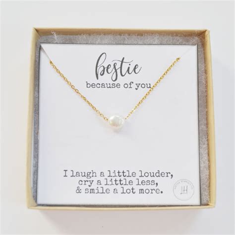 Pearl Necklace Gold Bestie Necklace BFF Gift Idea - Etsy