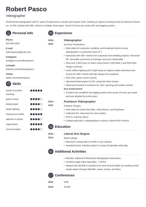 Videographer Resume Template & Guide (20+ Examples)