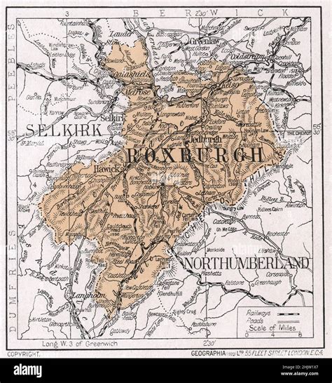 Map of Roxburghshire (1923 Stock Photo - Alamy