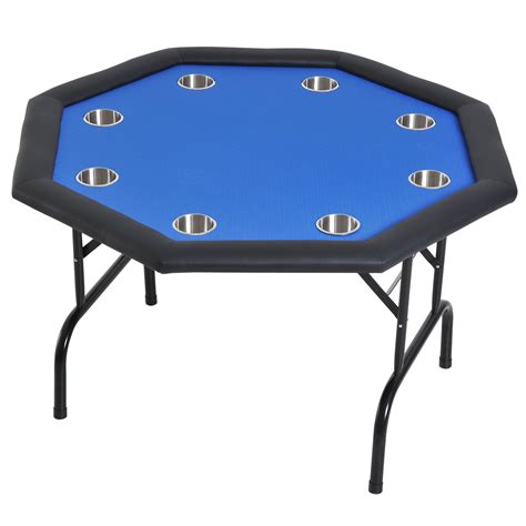 48" 8 Player Octagon Poker Table Folding - Blue Felt - Walmart.com - Walmart.com