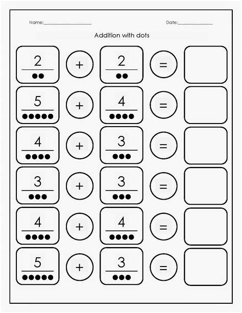 Kindergarten Worksheets: Maths Worksheets - Addition with dots worksheets 2 Kindergarten Math ...