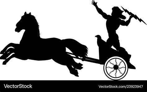 Zeus jupiter god chariot lightning silhouette Vector Image