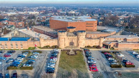 Lancaster County Prison, aerial view of historic jail in Pennsylvania, USA Stock Photo | Adobe Stock