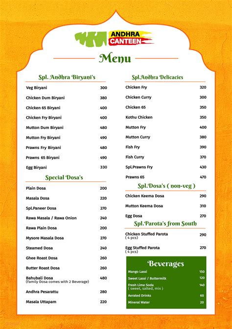 Menu of Andhra Canteen, Near Duke Bikes, Connaught Place,Delhi | Dineout