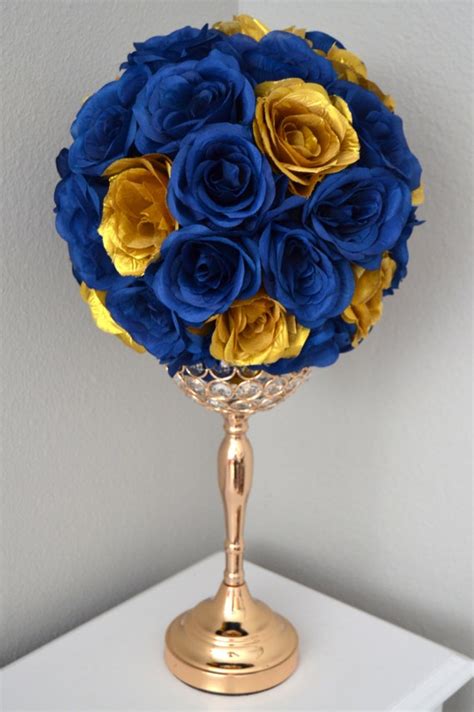 NAVY BLUE & GOLD Flower Ball. Wedding Centerpiece. Wedding | Etsy