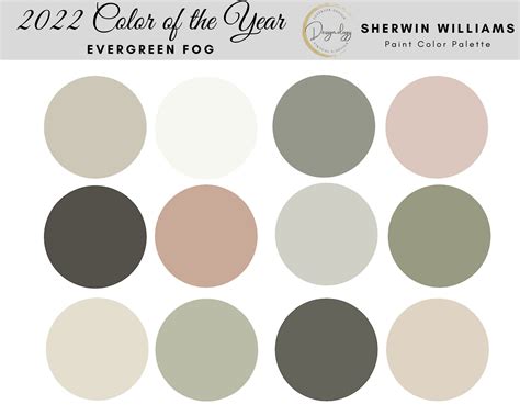 2022 Color of the Year, Evergreen Fog Paint Color Scheme, Premade Paint ...