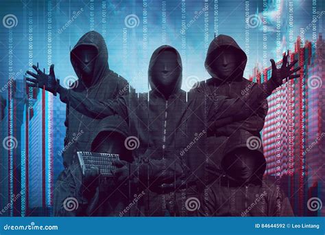 Group of Hacker with Anonymous Mask Stock Photo - Image of hacker, portrait: 84644592