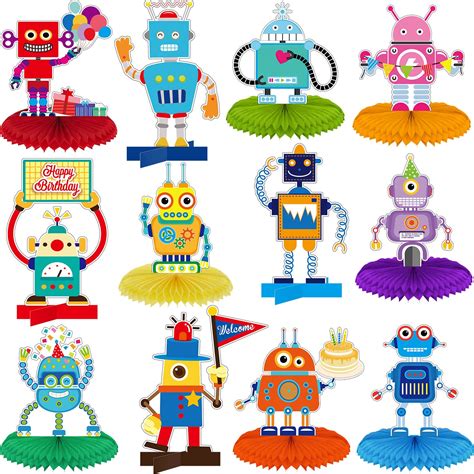 Buy Containlol 12 Pieces Robot Birthday Party Supplies Robot Party ...