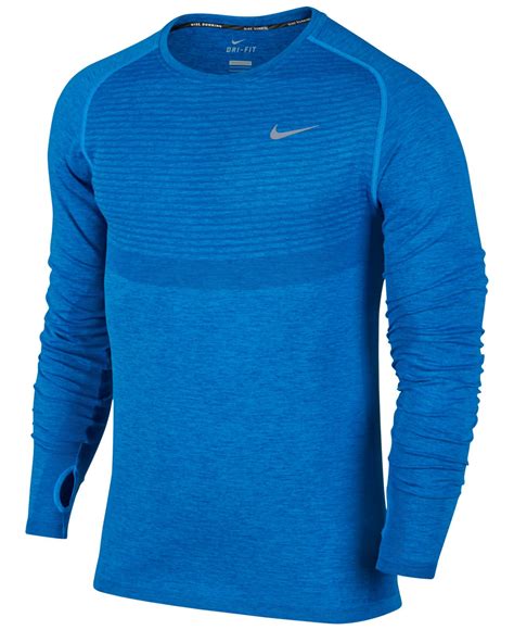 Lyst - Nike Men's Dri-fit Knit Running Long-sleeve Shirt in Blue for Men