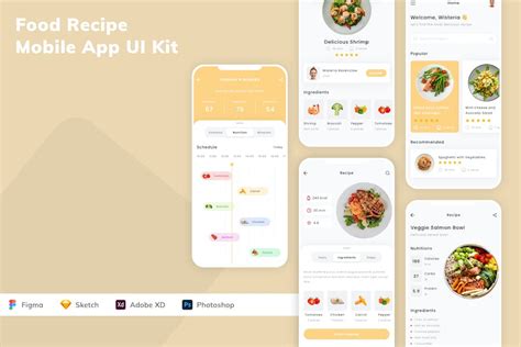 Food Recipe Mobile App UI Kit, Graphic Templates - Envato Elements