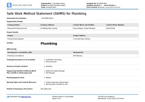 Safe Work Method Statement template (Free SWMS templates)