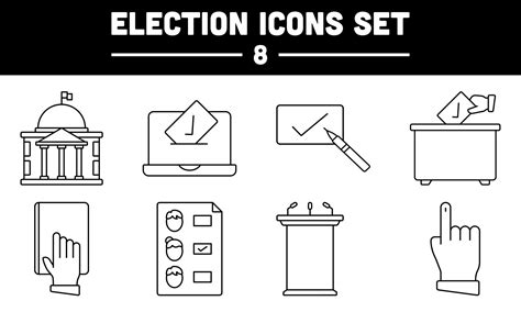 Black Thin Line Art Of Election Icon Or Symbol Set. 24482337 Vector Art at Vecteezy