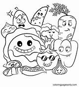Cute Vegetables For Children Coloring Page  Free Printable Pages sketch template