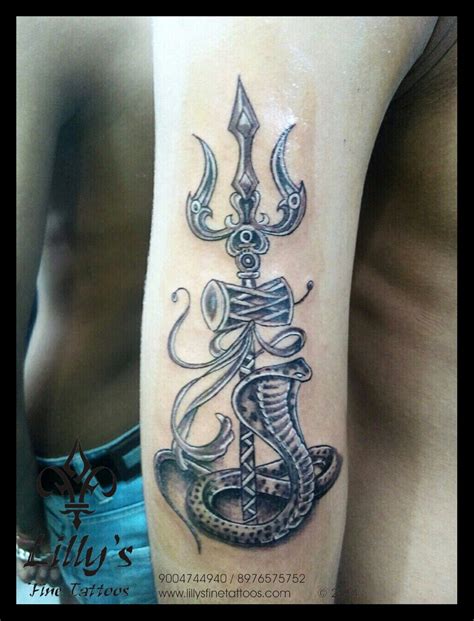 Customized design of Trishul, Damru, Snake tattoo by artist Deepak ...