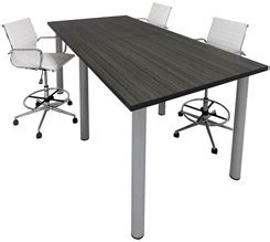 Standing Height Conference Tables w/Round Post Legs in White, Mocha ...