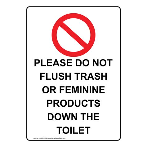 Vertical Sign - Trash - Please Do Not Flush Trash