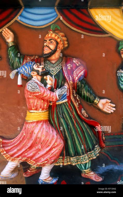 Painting of Chhatrapati Shivaji Maharaja killing Afzal Khan - year 1659 Stock Photo - Alamy