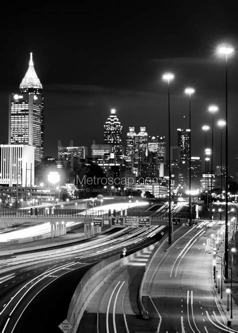 The Atlanta Skyline from 17th black and white Photography