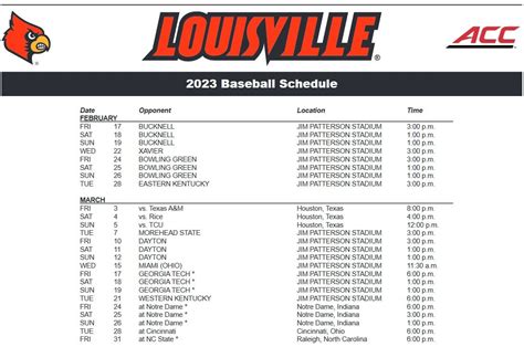 Louisville Baseball 2024 Schedule - Addi Livvyy