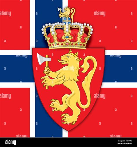 Noruega el escudo y la bandera, símbolos del país Imagen Vector de ...