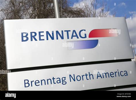 A logo sign outside of a facility occupied by Brenntag North America in ...