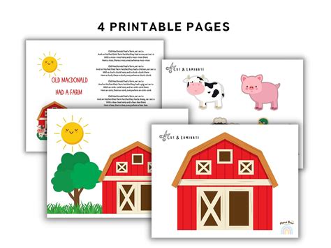 Old Macdonald Had A Farm Printable Props. Nursery Rhymes, Baby and Toddler Activity. Instant ...