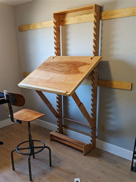 I Made An Adjustable Art Desk With A Wall Mount | Art desk, Built in desk, Diy furniture