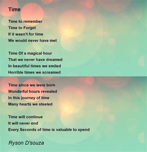 Time - Time Poem by Ryson Dsouza