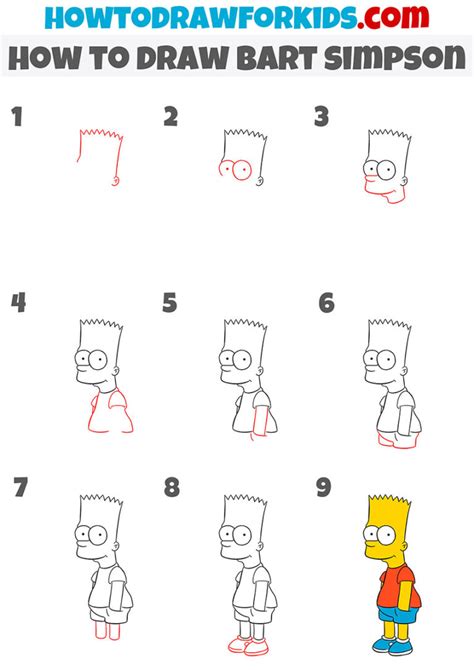 How To Draw Bart Simpson Step By Step Easy Easy Drawing Tutorial ...