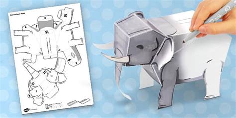 * NEW * 3D Elephant Paper Model Activity (teacher made)