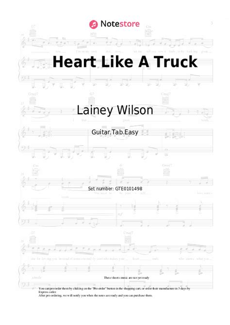 Heart Like A Truck tabs easy guitar Lainey Wilson in Note-Store.com ...