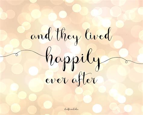 Printable and They Lived Happily Ever After Quote Wedding Wall Art or Car Sign, Digital Bokeh ...