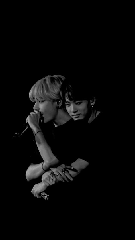 Taekook/Vkook wallpaper black&white. 🐰💜🐅 | Taekook, Bts vkook, Kim taehyung wallpaper